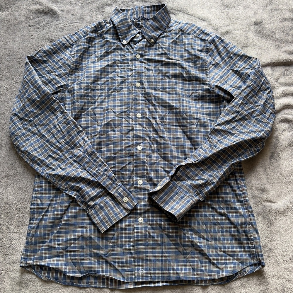 Vineyard Vines Shirt Mens Medium Blue Green Gingham On-The-Go‎ Performance brrr